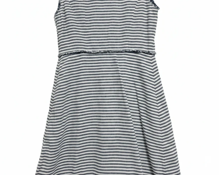 Vero Moda Blue and White Striped Sleeveless Frayed Trim Dress