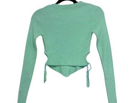 DON'T CALL ME Jennyfer Green Ribbed Cut-Out Long Sleeve Crop Top