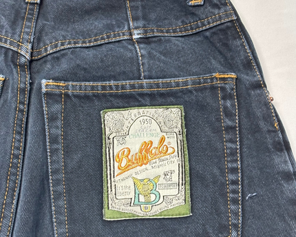 Buffalo Dark Blue Vintage-Style Patchwork Tapered Jeans