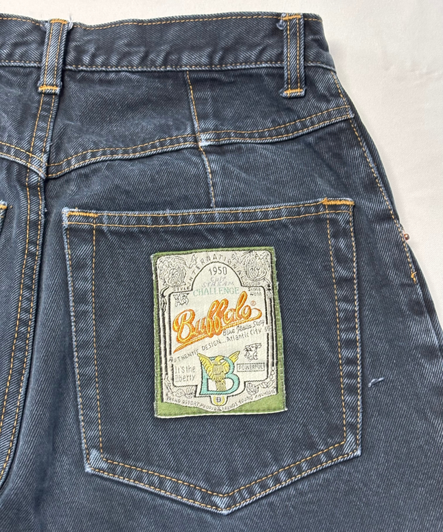 Buffalo Dark Blue Vintage-Style Patchwork Tapered Jeans