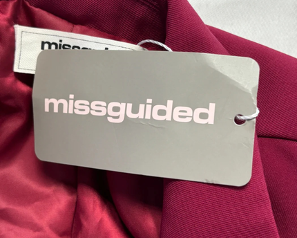 Missguided Burgundy Cropped Pleated Hem Blazer W/Tags