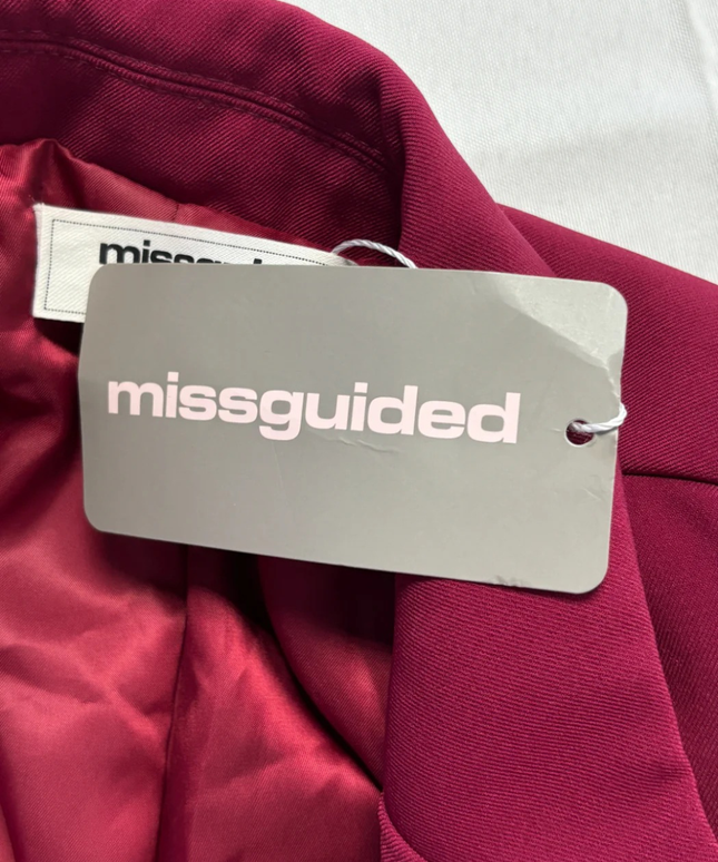 Missguided Burgundy Cropped Pleated Hem Blazer W/Tags