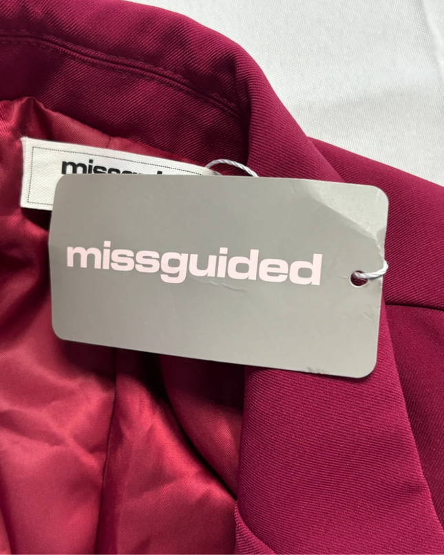 Missguided Burgundy Cropped Pleated Hem Blazer W/Tags
