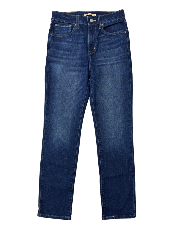 Levi's 724 High-Rise Straight Blue Denim Jeans - S | Waist: 28"