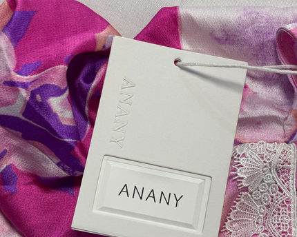 ANANY Pink Multi Marble Print V-Neck Ruffle Mini Dress