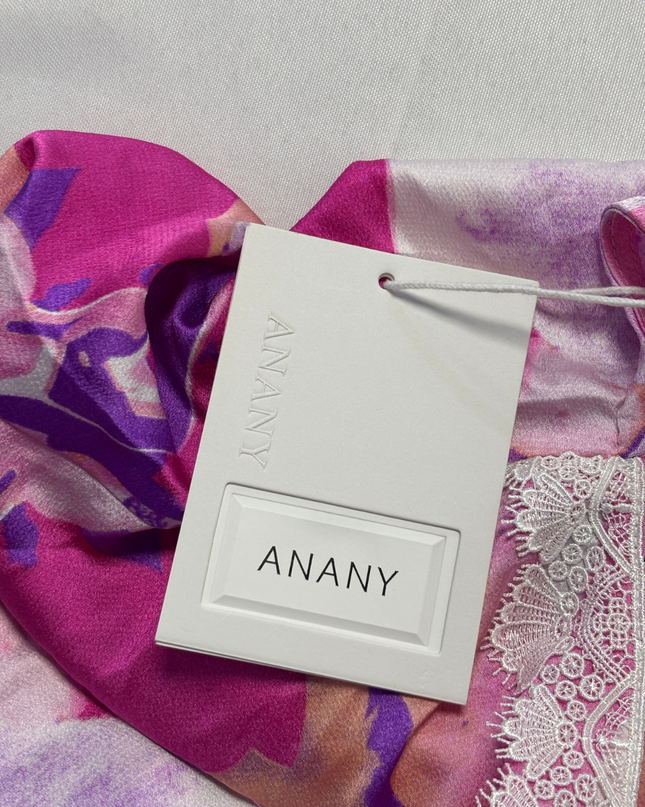 ANANY Pink Multi Marble Print V-Neck Ruffle Mini Dress