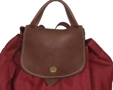 Longchamp Red Le Pliage Nylon & Leather Backpack