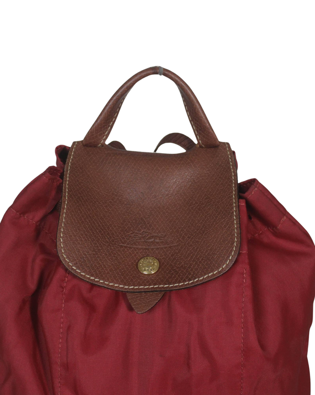 Longchamp Red Le Pliage Nylon & Leather Backpack