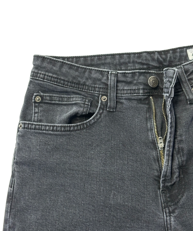 ZARA Black High-Rise Straight Leg Raw Hem Jeans