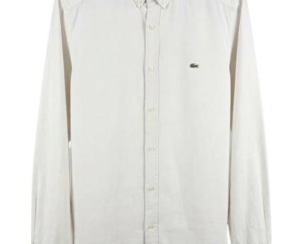 Lacoste White Regular Fit Long Sleeve Button-Down Shirt