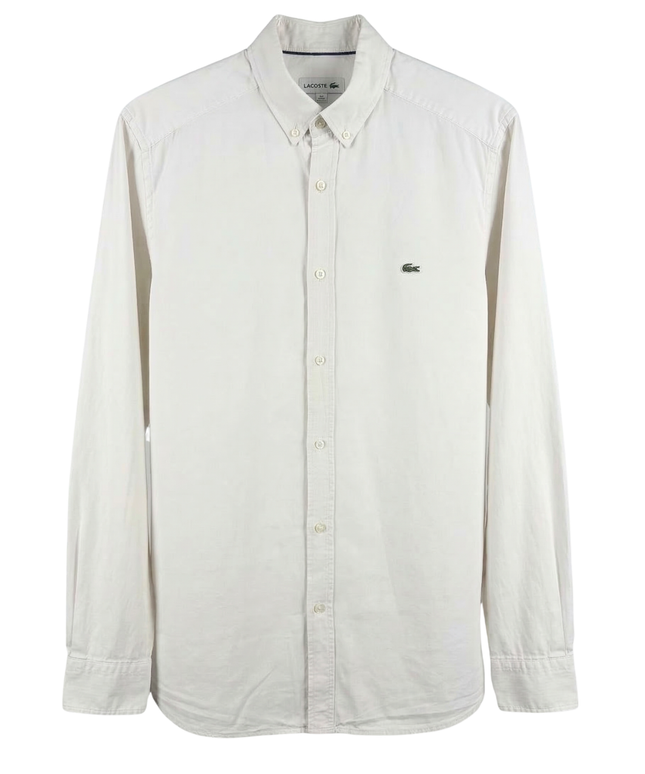 Lacoste White Regular Fit Long Sleeve Button-Down Shirt