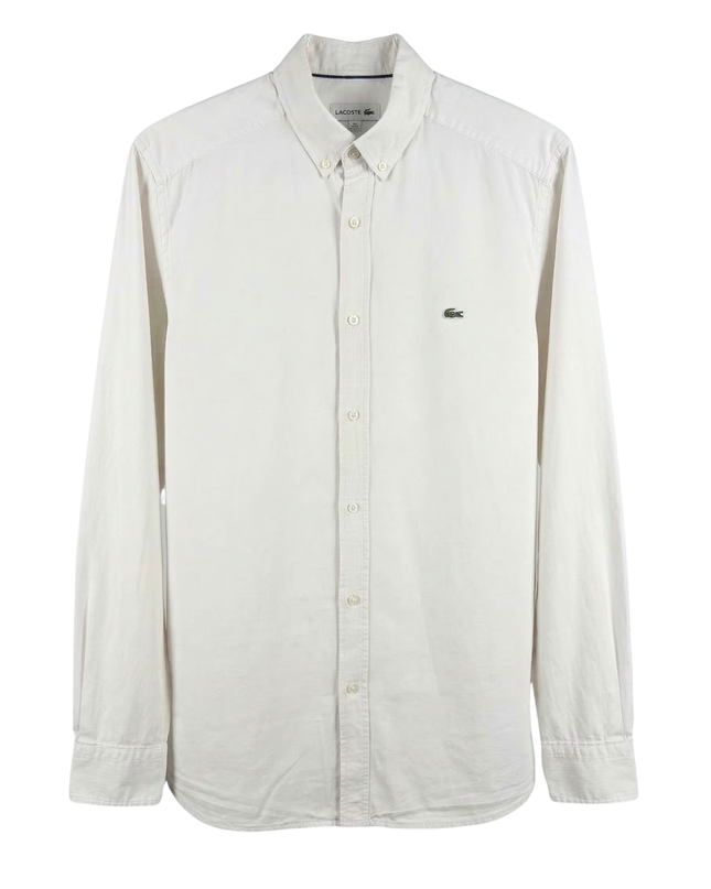 Lacoste White Regular Fit Long Sleeve Button-Down Shirt