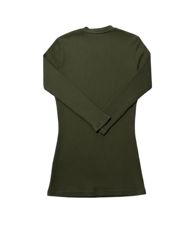 Lauren Ralph Lauren Olive Green Lace-Up Ribbed Long Sleeve Top