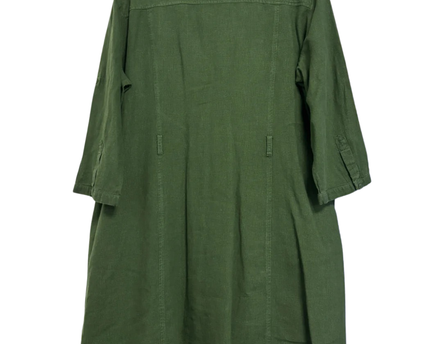 Mango Green Linen Blend Utility Shirt Dress