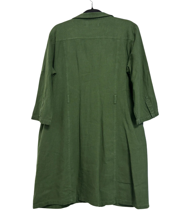 Mango Green Linen Blend Utility Shirt Dress