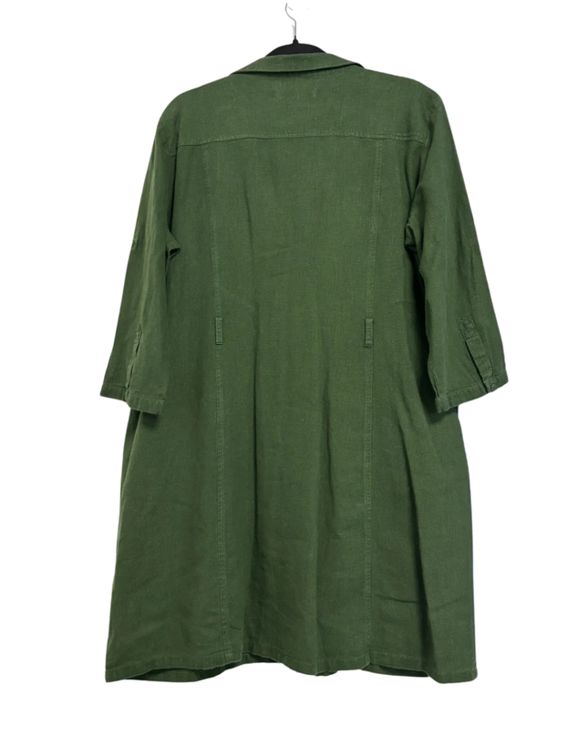 Mango Green Linen Blend Utility Shirt Dress