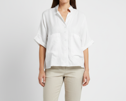 ZARA White Oversized Pocket Shirt