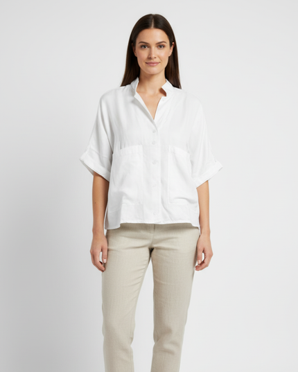 ZARA White Oversized Pocket Shirt
