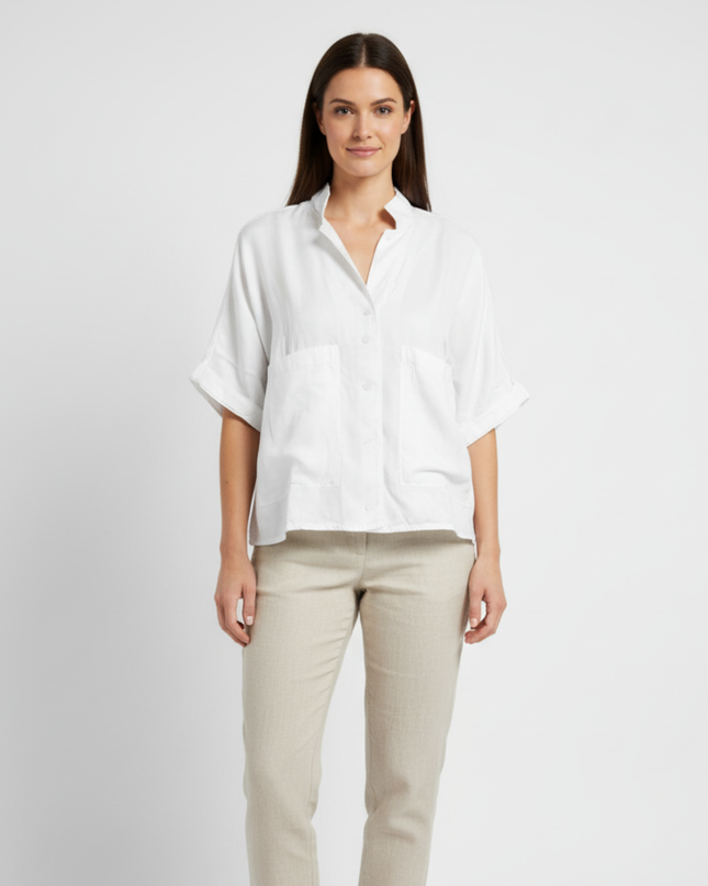 ZARA White Oversized Pocket Shirt