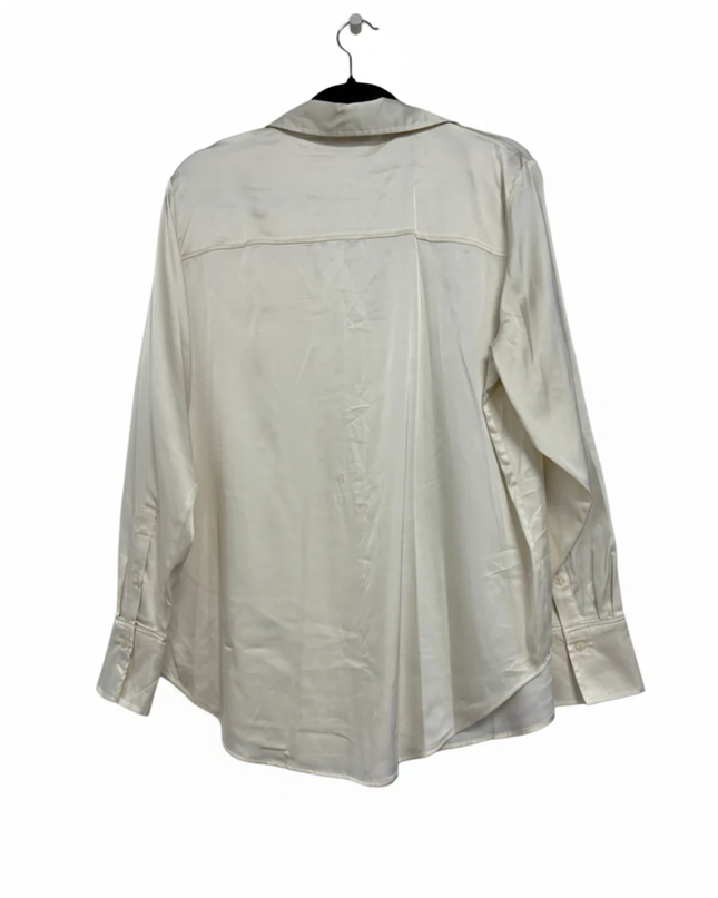 H&M Cream Satin-Finish Button-Down Shirt