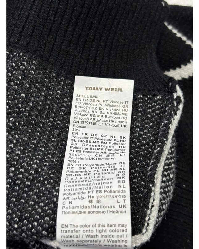 TALLY WEiJL Black Argyle Mock Neck Sweater