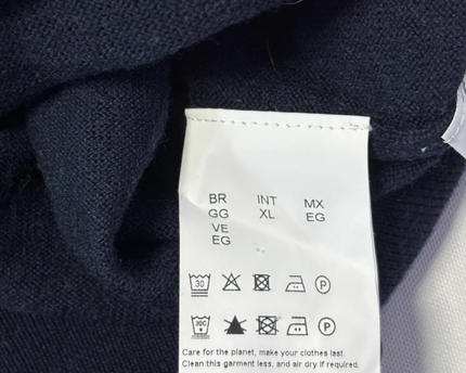 BOSS Navy Blue Long Sleeve Knitted Polo Sweater