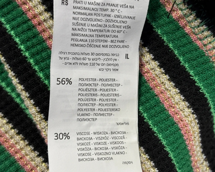Reserved Green/Multicolor Striped Knit Midi Skirt W/Tags
