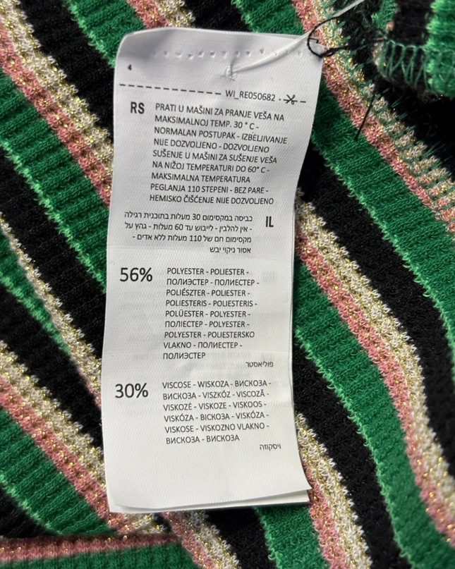 Reserved Green/Multicolor Striped Knit Midi Skirt W/Tags