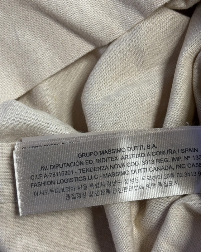Massimo Dutti Yellow & Beige Lace Linen-Blend Sleeveless Dress