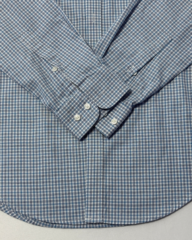 Country Road Blue Slim Fit Checked Cotton Shirt