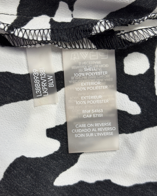 Karl Lagerfeld Black/White Abstract Print Long Sleeve Dress