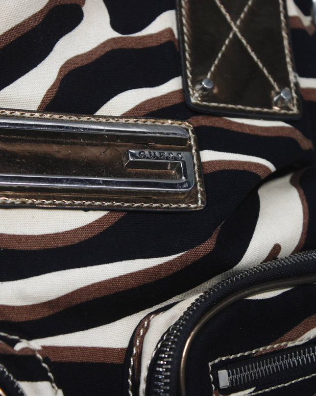 Guess Zebra Print Multi-Pocket Shoulder Bag