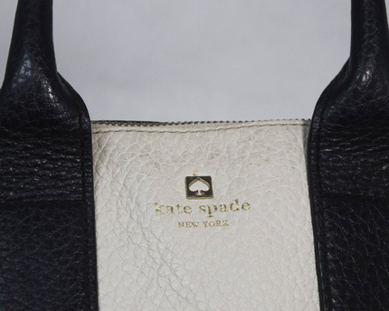 Kate Spade White/Black Pebbled Leather Satchel Bag