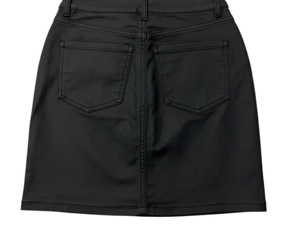 New Look Black Coated Denim Mini Skirt