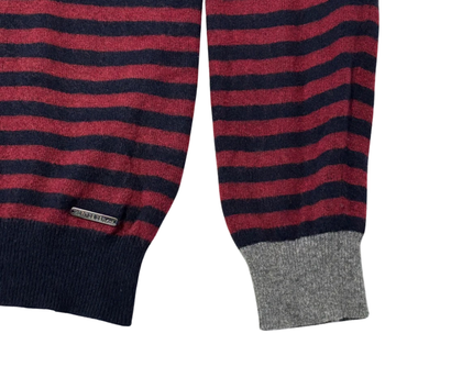 Kurt Geiger Red/Navy Striped Lambswool Crew Neck Sweater