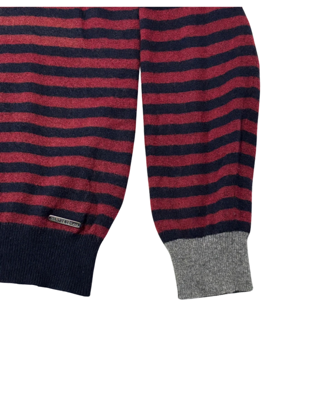 Kurt Geiger Red/Navy Striped Lambswool Crew Neck Sweater