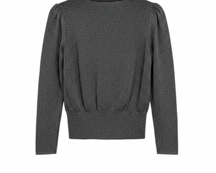 H&M Grey Shimmer Puffed Shoulder Sweater