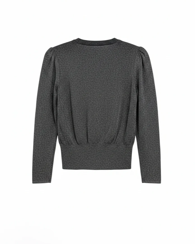 H&M Grey Shimmer Puffed Shoulder Sweater