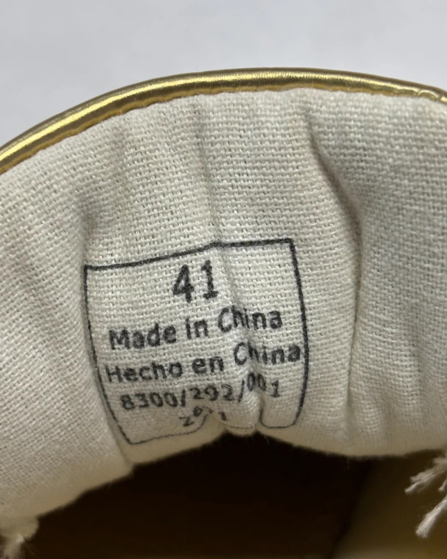 LEFTMAN White and Gold Low Top Sneakers