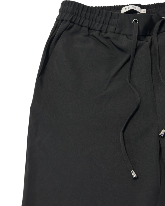 NA-KD Black Drawstring Elastic Waist Tapered Pants