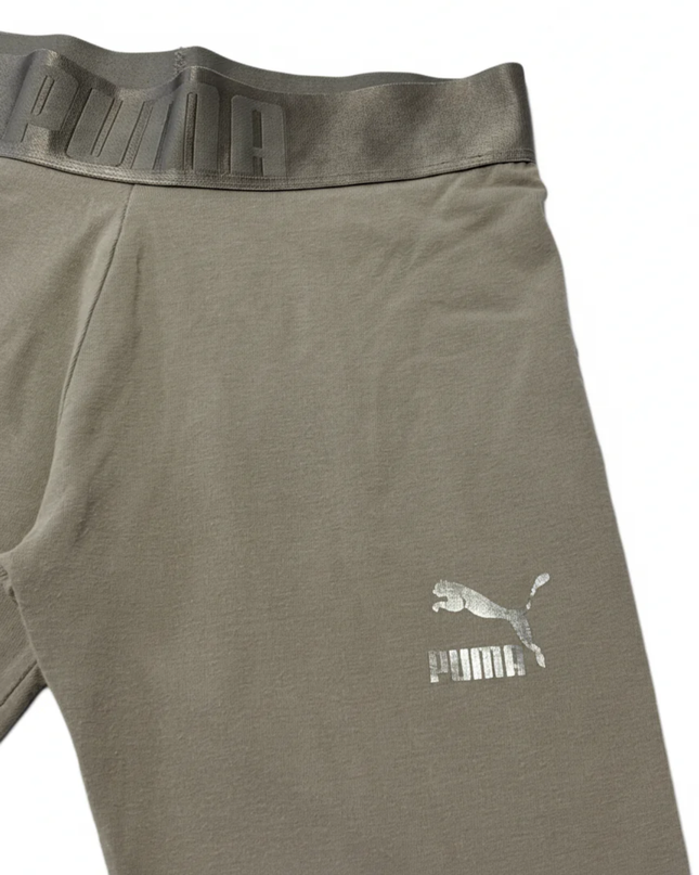 Puma Taupe Tie-Ankle Logo Leggings