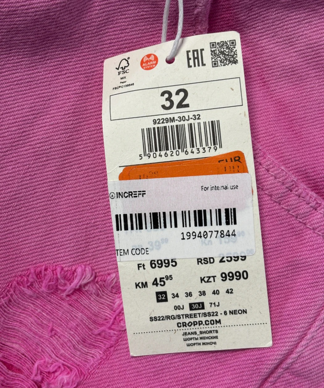 Cropp Vibrant Pink Distressed Denim Shorts W/Tags