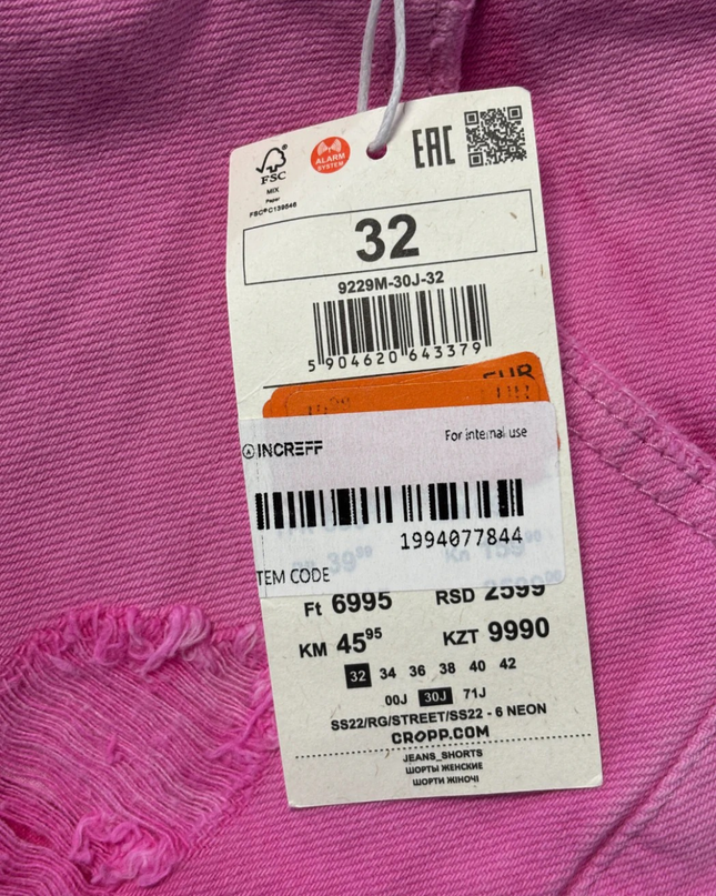 Cropp Vibrant Pink Distressed Denim Shorts W/Tags