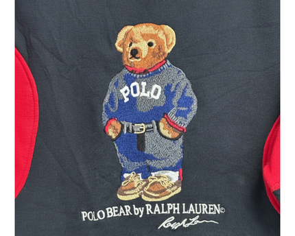 Reworked Polo Ralph Lauren Red Polo Bear Colorblock Sweatshirt
