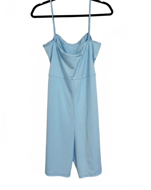 Pretty Little Thing Light Blue Cut-Out Unitard Romper