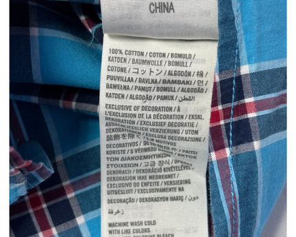 Hollister Blue Plaid Button-Up Long Sleeve Shirt