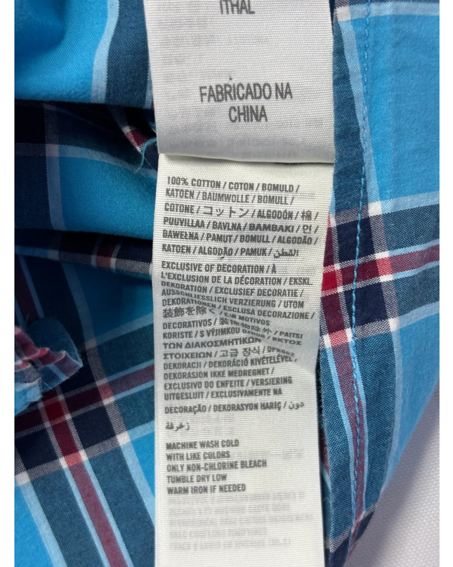 Hollister Blue Plaid Button-Up Long Sleeve Shirt