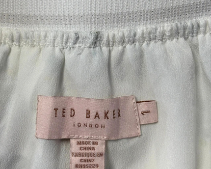 Ted Baker White Hummingbird Print Pleated Midi Skirt