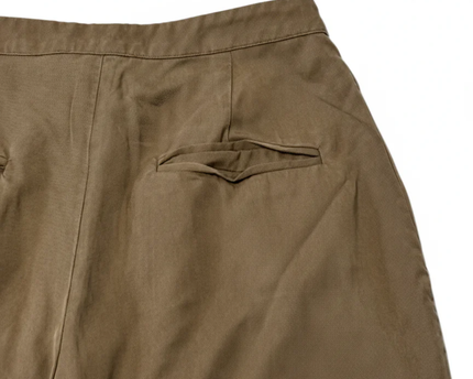 Reformation Brown Contrast Fold-Over Waistband Pleated Wide Leg Pants