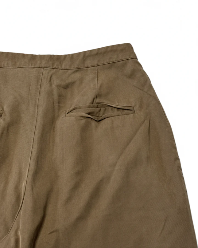 Reformation Brown Contrast Fold-Over Waistband Pleated Wide Leg Pants